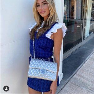 NWT ZARA TWEED PINAFORE DRESS BLUE 8890/699 Sz-M